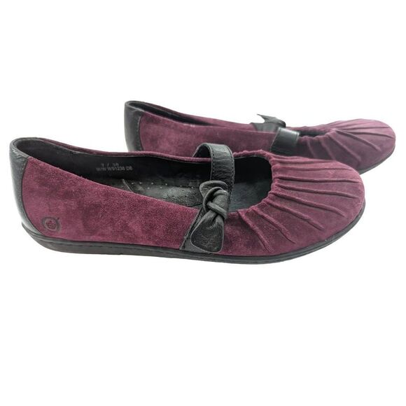 Born Women's Plum Purple Suede Gray Round Toe Ballet Flat Shoes Size 7 - Picture 4 of 12